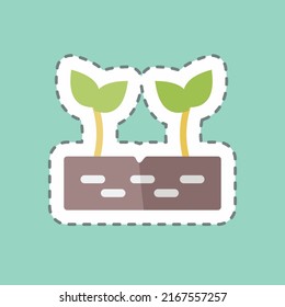 Sticker line cut Sprouts. suitable for Garden symbol. simple design editable. design template vector. simple symbol illustration