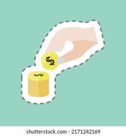 Recorte de línea de pegamento Monedas apiladoras. adecuado para el símbolo Acciones de mano. diseño simple editable. vector de plantilla de diseño. ilustración de símbolo simple