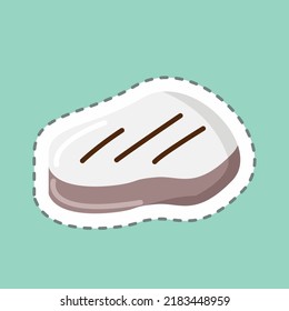 Sticker line cut Steak. suitable for Meat. simple design editable. design template vector. simple illustration