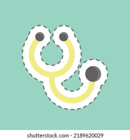 Aufkleber Linie schneiden Stethoskop. geeignet für Bildungs-Symbol. einfaches Design bearbeitbar. Designvorlage, Vektor. einfache Abbildung