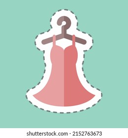 Sticker line cut Stitched Dress. suitable for Tailor symbol. simple design editable. design template vector. simple symbol illustration