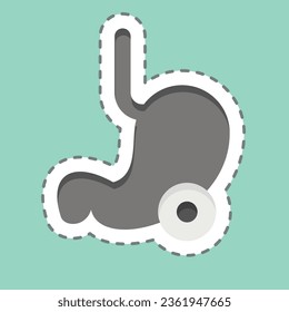 Sticker line cut Stomach. related to Body Ache symbol. simple design editable. simple illustration