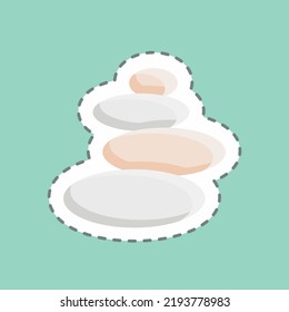 Sticker line cut Stone. suitable for Japanese symbol. simple design editable. design template vector. simple illustration