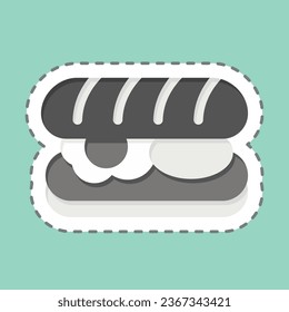 Sticker line cut Submarine Roll. related to Breakfast symbol. simple design editable. simple illustration