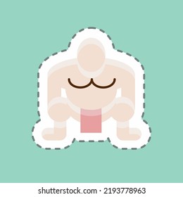 Sticker line cut Sumo. suitable for Japanese symbol. simple design editable. design template vector. simple illustration