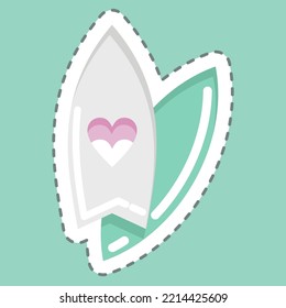 Sticker line cut Surf. suitable for Summer symbol. simple design editable. design template vector. simple illustration