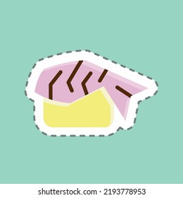 Sticker line cut Sushi. suitable for Japanese symbol. simple design editable. design template vector. simple illustration