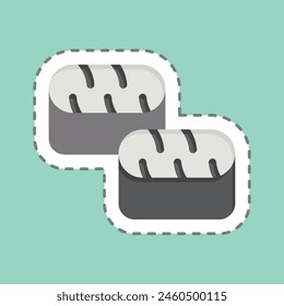 Sticker line cut Sushi Tuna. related to Seafood symbol. simple design illustration