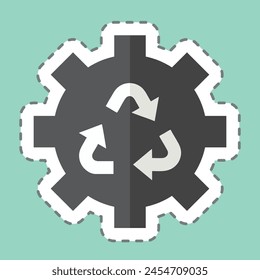 Sticker line cut Sustainable Technology. related to Recycling symbol. simple design illustration