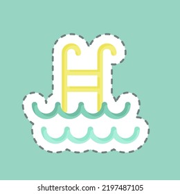 Sticker line cut Swimming. suitable for Healthy symbol. simple design editable. design template vector. simple illustration