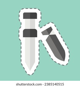 Sticker line cut Sword 2. related to Celtic symbol. simple design editable. simple illustration