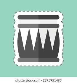 Sticker line cut Tabla. related to India symbol. simple design editable. simple illustration