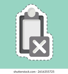 Sticker line cut Task. related to Exclamation symbol. design editable