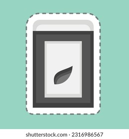 Caja de té de corte de línea adhesiva. relacionado con el símbolo del té. diseño simple editable. ilustración simple. té verde