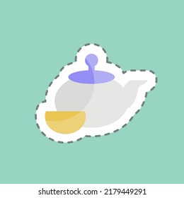 Sticker line cut Tea Ceremony. suitable for Drink symbol. simple design editable. design template vector. simple symbol illustration