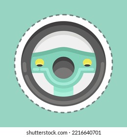 Sticker line cut teering Wheel. suitable for Automotive symbol. simple design editable. design template vector. simple illustration