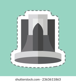 Sticker line cut Tehran. related to Capital symbol. simple design editable. simple illustration