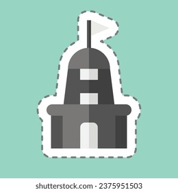 Sticker line cut Temple. related to India symbol. simple design editable. simple illustration
