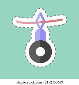 Sticker line cut Threading. suitable for Tailor symbol. simple design editable. design template vector. simple symbol illustration