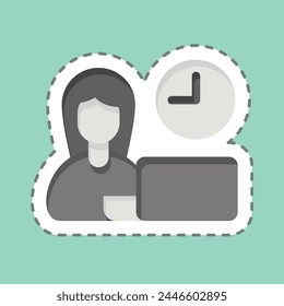 Sticker line cut Time Management. related to Remote Working symbol. simple design illustration