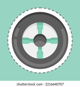 Sticker line cut Tire. suitable for Automotive symbol. simple design editable. design template vector. simple illustration
