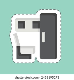 Sticker line cut Toilet On Train. related to Train Station symbol. simple design illustration