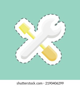 Sticker line cut Tools. suitable for building symbol. simple design editable. design template vector. simple illustration