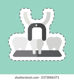 Sticker line cut Tooth Extra. related to Dentist symbol. simple design editable. simple illustration