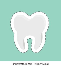 Sticker line cut Tooth. suitable for medicine symbol. simple design editable. design template vector. simple illustration