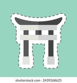 Sticker line cut Tori Gate. related to Japan symbol. simple design illustration.