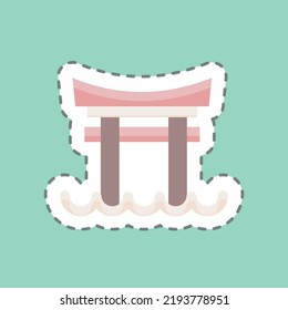 Sticker line cut Torii Gate. suitable for Japanese symbol. simple design editable. design template vector. simple illustration