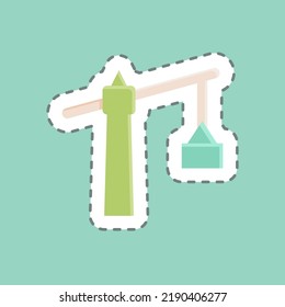 Cortar la línea de pegatinas Torre Crane. adecuado para el símbolo de construcción. diseño simple editable. vector de plantilla de diseño. ilustración simple