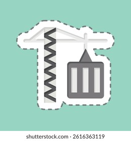 Sticker line cut Tower Crane. related to Civil Engineering symbol. design editable