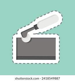 Sticker line cut Tracing Wheel. related to Shoemaker symbol. simple design editable. simple illustration