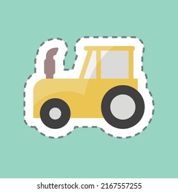 Sticker line cut Tractor. suitable for Garden symbol. simple design editable. design template vector. simple symbol illustration