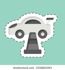 Sticker line cut Traffic Cone. related to Racing symbol. simple design editable. simple illustration