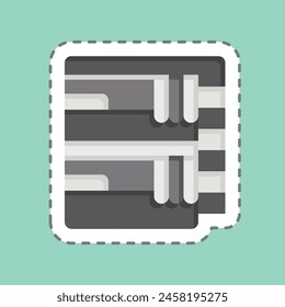 Aufkleber Linie geschnitten Zugbett. bezogen auf Bahnhof-Symbol. einfache Design-Illustration
