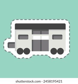 Sticker line cut Train Coach. related to Train Station symbol. simple design illustration