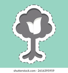 Sticker line cut Tree. related to Save the World symbol. editable