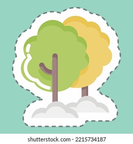 Sticker line cut Tree. suitable for Garden symbol. simple design editable. design template vector. simple illustration