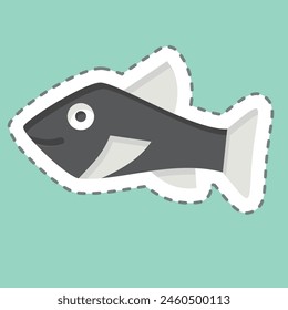 Sticker line cut Trout. related to Seafood symbol. simple design illustration