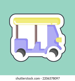 Sticker Line Cut Tuk Tuk. Related To Thailand Symbol. Simple Design Editable. Simple Illustration. Simple Vector Icons. World Travel Tourism. Thai