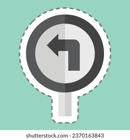 Sticker line cut Turn Left Ahead. related to Road Sign symbol. simple design editable. simple illustration