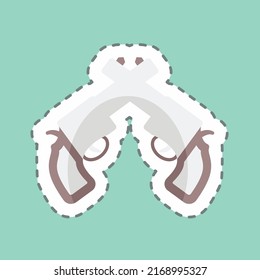 La línea de pegatinas cortó dos armas. adecuado para el símbolo Wild West. diseño simple editable. vector de plantilla de diseño. ilustración de símbolo simple