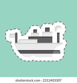 Sticker line cut USS Missouri. related to Hawaii symbol. simple design editable. vector