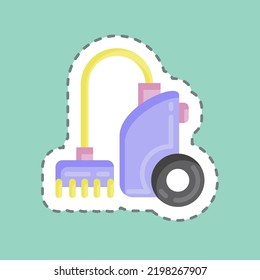 Sticker line cut Vacuum Cleaner. suitable for Kids symbol. simple design editable. design template vector. simple illustration