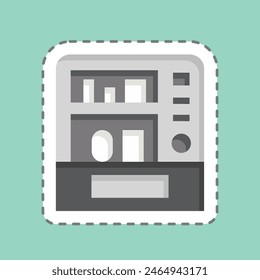 Sticker line cut Vending Machine. related to City symbol. simple design illustration