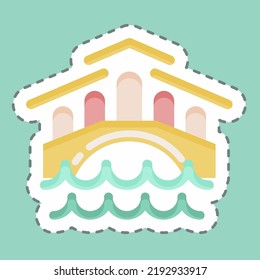 Sticker line cut Venice. suitable for education symbol. simple design editable. design template vector. simple illustration