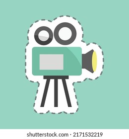 Cámara de vídeo de corte de línea de adhesivo. adecuado para el símbolo Wedding. diseño simple editable. vector de plantilla de diseño. ilustración de símbolo simple