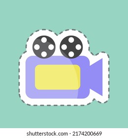 Sticker line cut Video Camera. suitable for Web Interface symbol. simple design editable. design template vector. simple symbol illustration